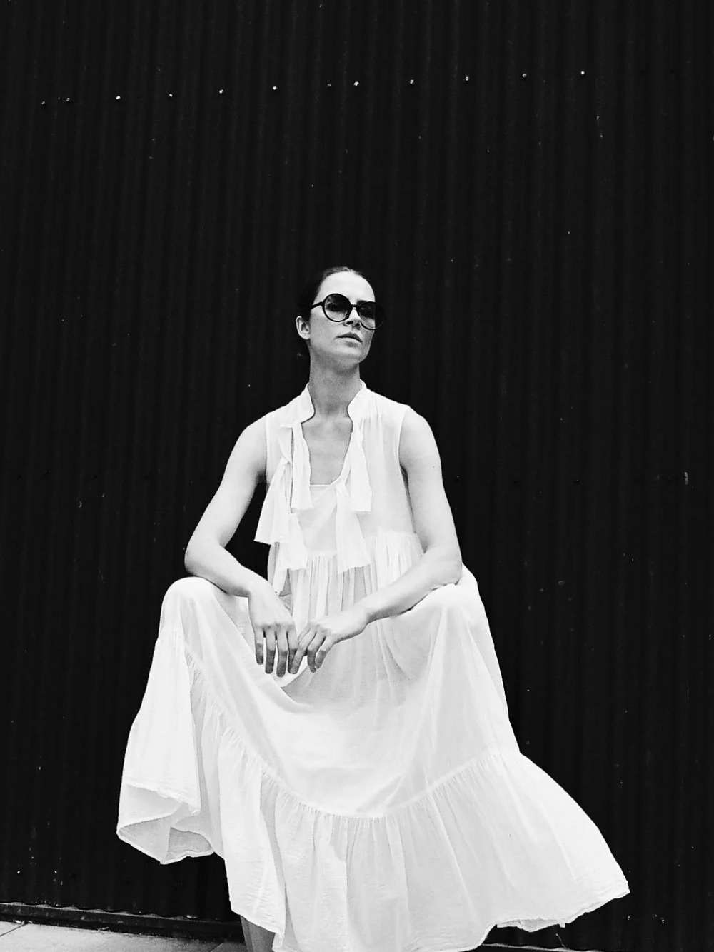 Sleeveless White Maxi Dress With Tassel Tie Neck — image 3 of 3